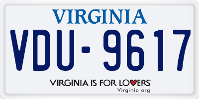 VA license plate VDU9617