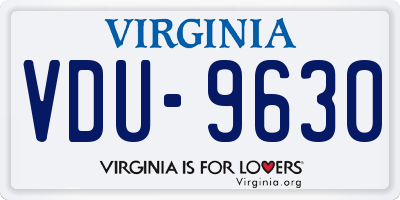 VA license plate VDU9630