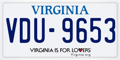 VA license plate VDU9653
