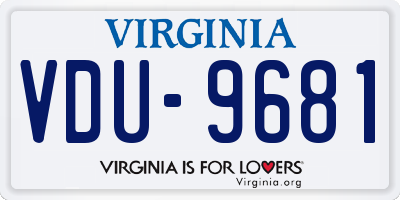 VA license plate VDU9681