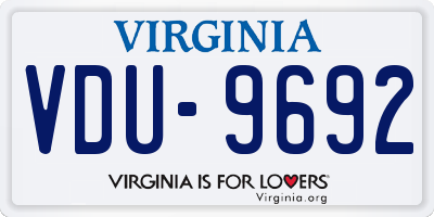 VA license plate VDU9692
