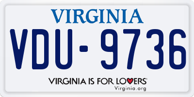 VA license plate VDU9736