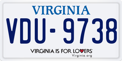 VA license plate VDU9738