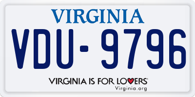 VA license plate VDU9796