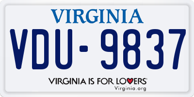 VA license plate VDU9837