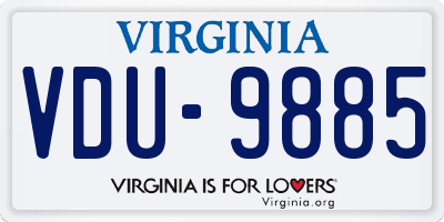 VA license plate VDU9885