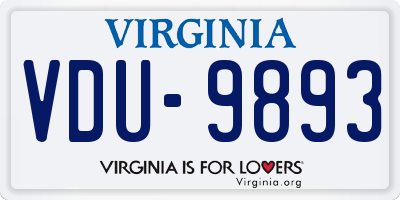 VA license plate VDU9893