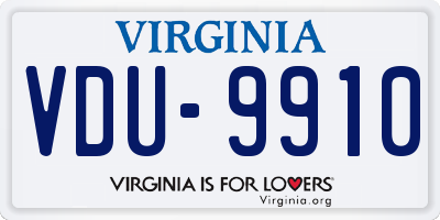 VA license plate VDU9910