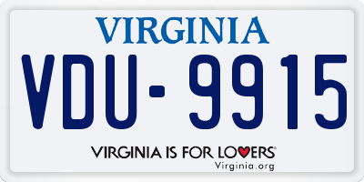VA license plate VDU9915