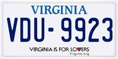 VA license plate VDU9923