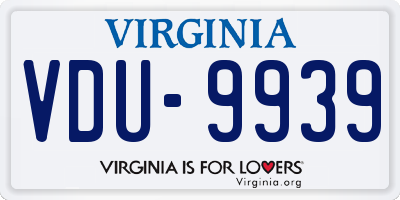 VA license plate VDU9939