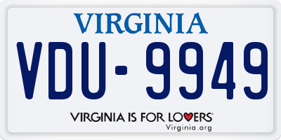 VA license plate VDU9949