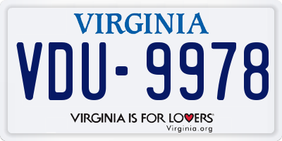 VA license plate VDU9978