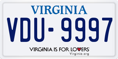 VA license plate VDU9997