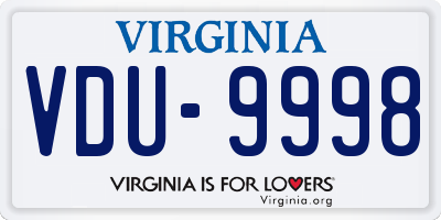 VA license plate VDU9998