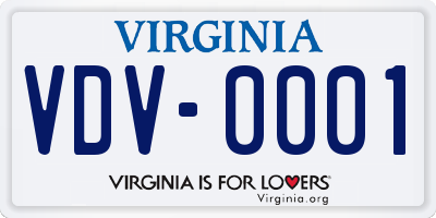 VA license plate VDV0001