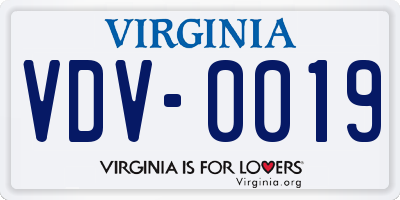 VA license plate VDV0019