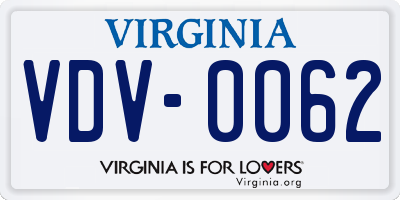 VA license plate VDV0062