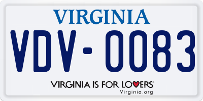 VA license plate VDV0083