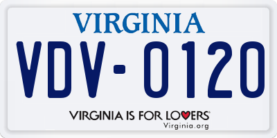 VA license plate VDV0120