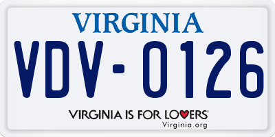 VA license plate VDV0126