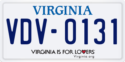 VA license plate VDV0131