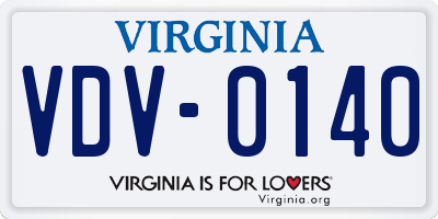 VA license plate VDV0140