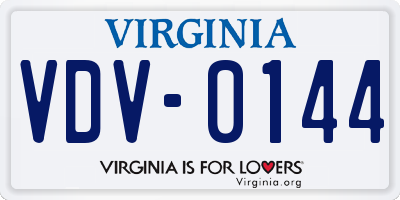 VA license plate VDV0144