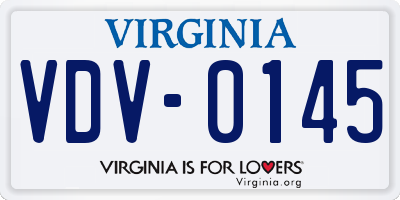 VA license plate VDV0145