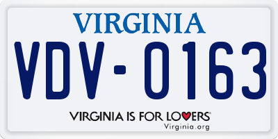 VA license plate VDV0163