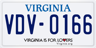 VA license plate VDV0166