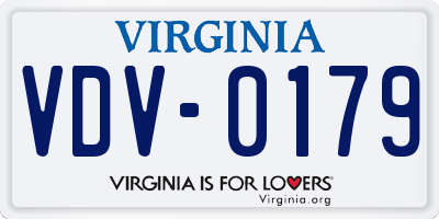 VA license plate VDV0179