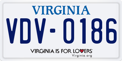 VA license plate VDV0186