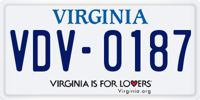 VA license plate VDV0187