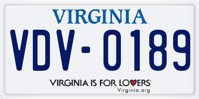 VA license plate VDV0189