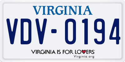 VA license plate VDV0194