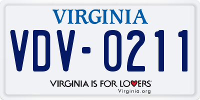 VA license plate VDV0211