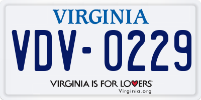 VA license plate VDV0229