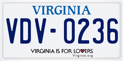 VA license plate VDV0236