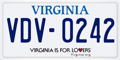 VA license plate VDV0242