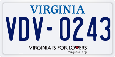 VA license plate VDV0243