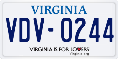 VA license plate VDV0244