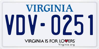 VA license plate VDV0251