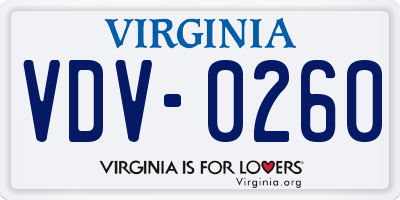 VA license plate VDV0260