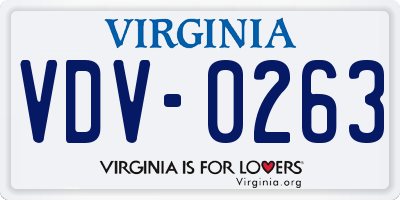 VA license plate VDV0263
