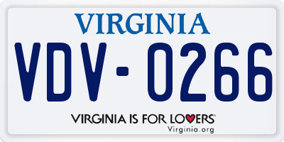 VA license plate VDV0266