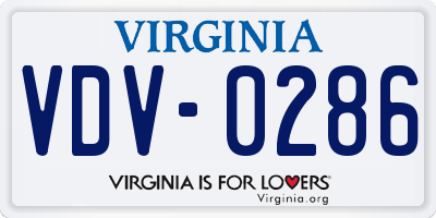 VA license plate VDV0286