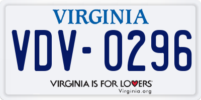 VA license plate VDV0296