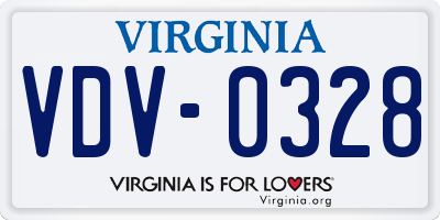 VA license plate VDV0328