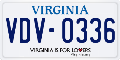 VA license plate VDV0336